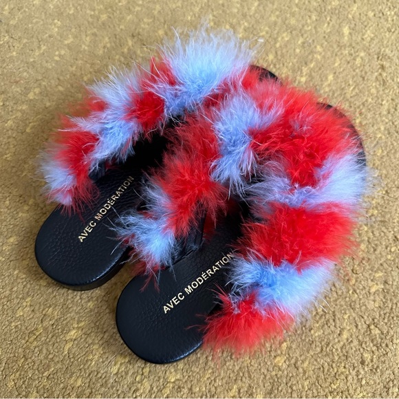 AVEC MODÉRATION Feather Flip Flop Sandals 37 - Picture 4 of 4